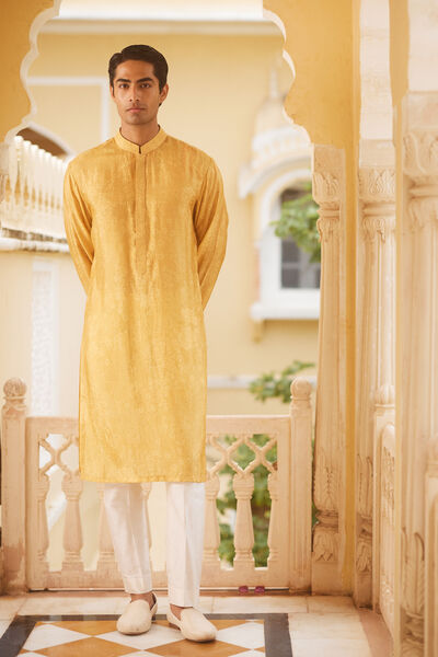 Nandan Silk Kurta - Mustard